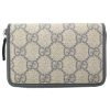 Authentic, New, and Unused Gucci Beige Blue GG Coated Canvas Card Case Wallet 255452 back view