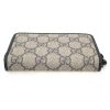 Authentic, New, and Unused Gucci Beige Blue GG Coated Canvas Card Case Wallet 255452 top side view