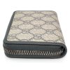 Authentic, New, and Unused Gucci Beige Blue GG Coated Canvas Card Case Wallet 255452 left side view