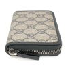 Authentic, New, and Unused Gucci Beige Blue GG Coated Canvas Card Case Wallet 255452 right side view