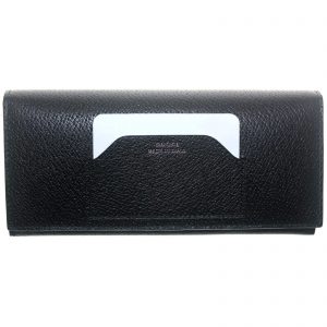 Authentic, New, and Unused Gucci Calfskin Continental Flap Wallet Black 322104 front view