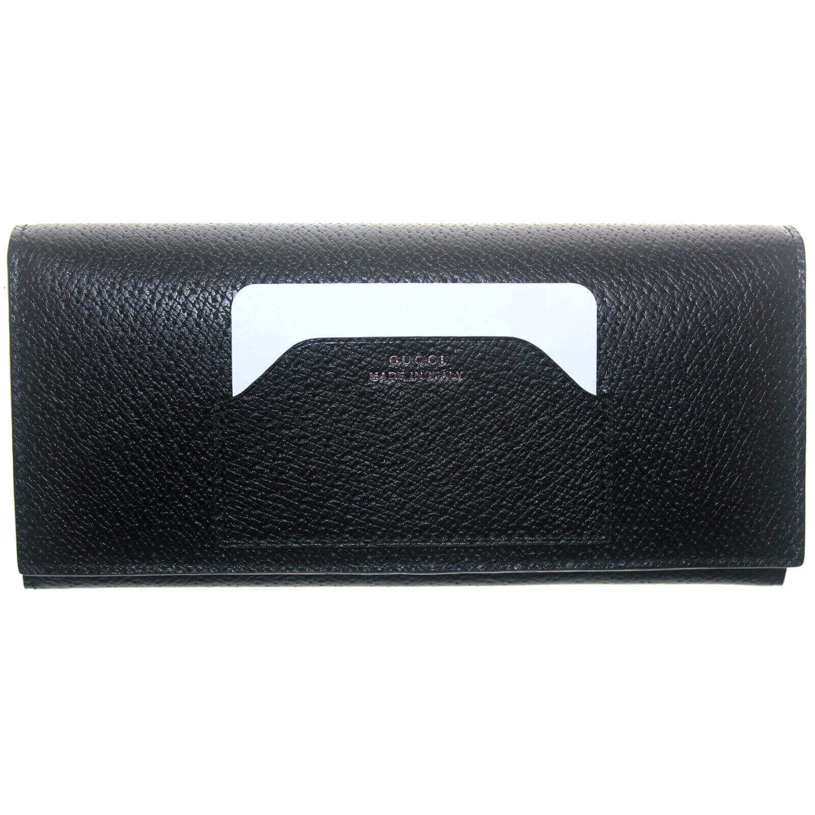 Gucci Black Calfskin Leather Envelope Pocket Card Holder Wallet