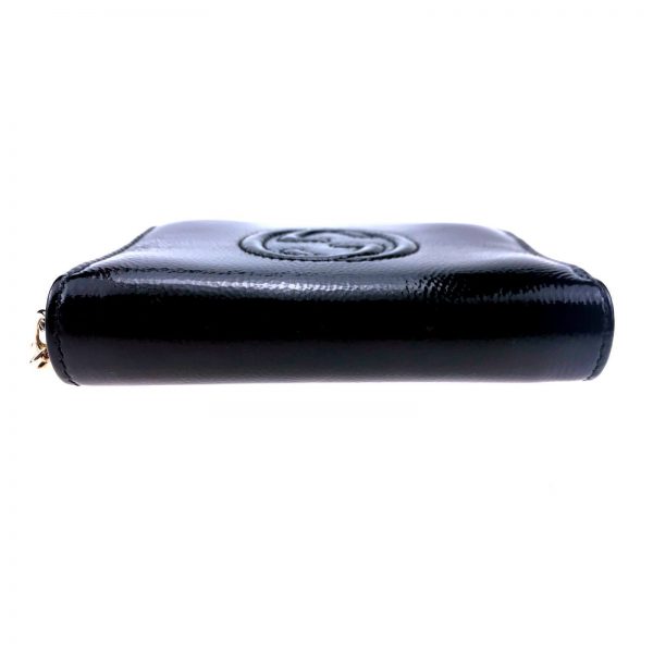 Authentic, New, and Unused Women’s Gucci Nubuck Soho Disco Zip Around Wallet Black 351484 top side view