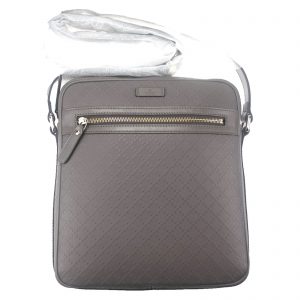 Authentic, New, and Unused Gucci Medium Diamanta Leather Shoulder Bag Grey 201448 front view