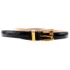 Authentic, New, and Unused Gucci Bamboo Buckle Brown Skinny Crocodile Belt 85B 339065 front view