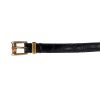 Authentic, New, and Unused Gucci Bamboo Buckle Brown Skinny Crocodile Belt 85B 339065 top view