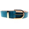 Authentic, New, and Unused Gucci Diamante Turquoise Blue Leather Belt 90B 354382 front view