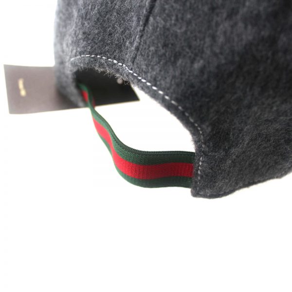 Authentic, New, and Unused Gucci Felted Wool Red Green Band GG Hat Large 353505 with Red & Green Web Stretch Strap