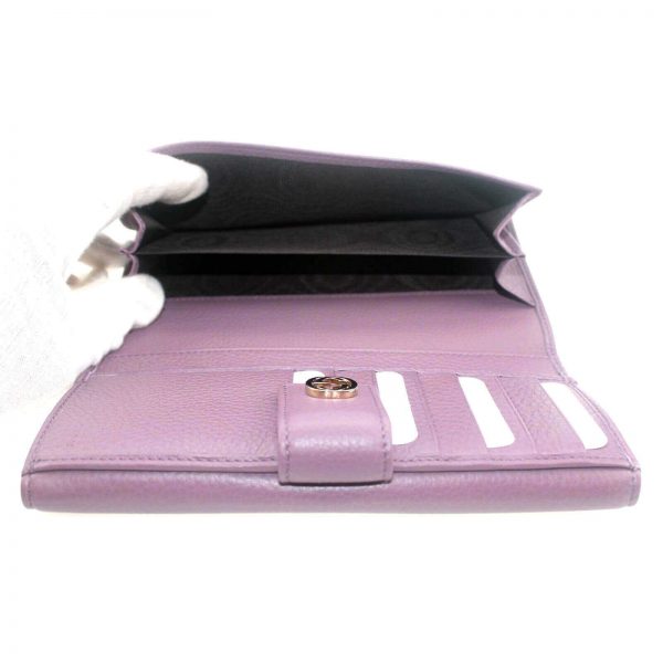 Authentic, New, Unused Women’ Gucci GG Leather Interlocking Logo Wallet Pink 337335 interior