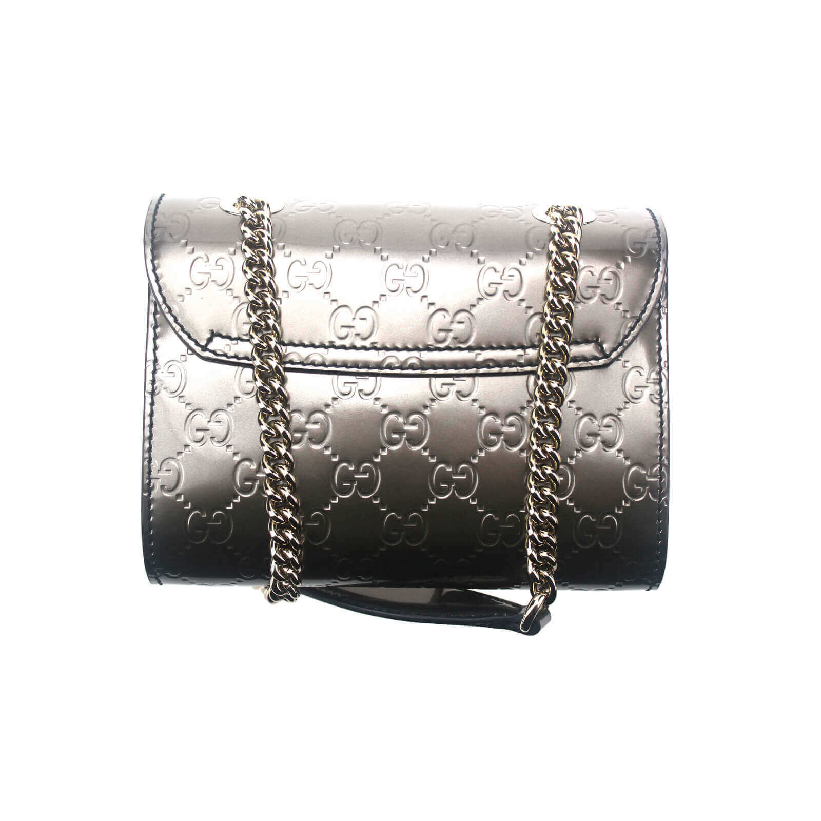 Gucci Grey Calfskin Small GG Ring Shoulder Bag Aged Gold Hardware Available  For Immediate Sale At Sotheby's