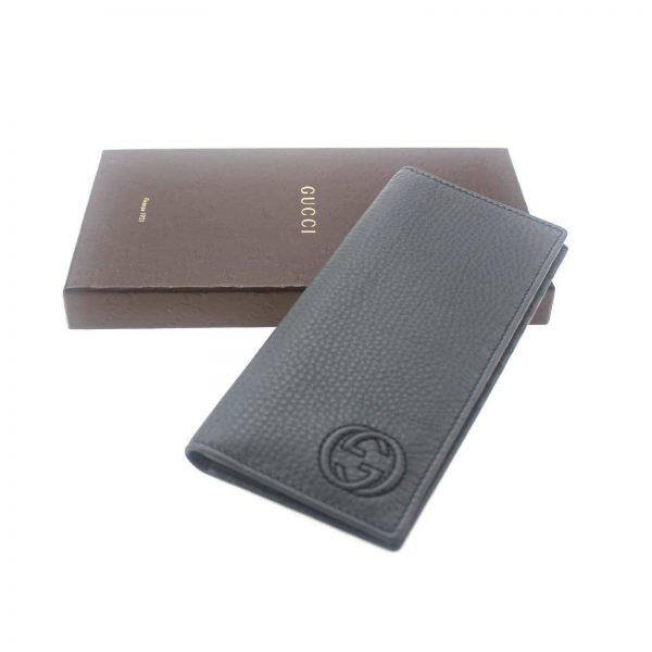Authentic, New, and Unused Gucci Embossed interlocking G Grey Leather Long Wallet 322116 top view