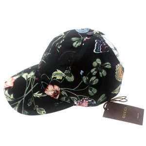 Authentic, New, and Unused Gucci Flora Knight Black Baseball Hat Large 372689 front view