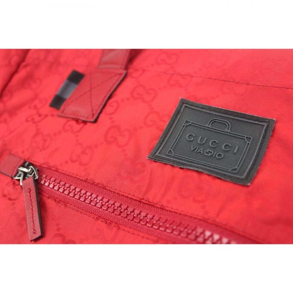 Authentic, New, Unused Gucci GG Nylon Viaggio Collection Tote Bag Red 308877 Outside Tag