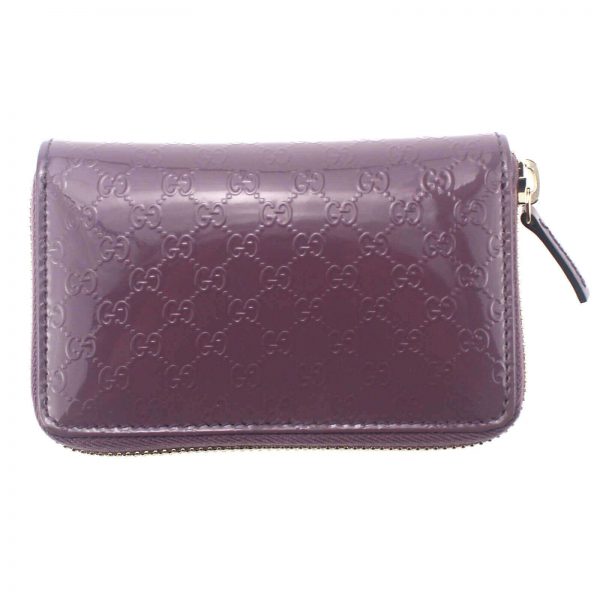 Authentic, New, and Unused Gucci Leather GG Guccissima Zip Around Card Coin Case Wallet Mauve 255452 front view