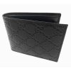 Authentic, New, and Unused Gucci Leather Guccissima Bifold Coin Pocket Wallet Black 143384 left side view