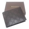 Authentic, New, and Unused Gucci Leather Guccissima Bifold Coin Pocket Wallet Black 143384 top view