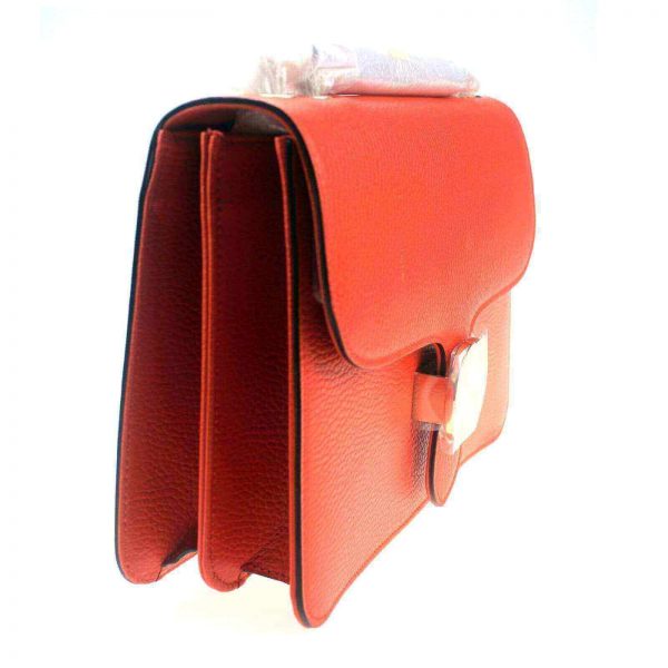 Authentic, New, and Unused Gucci Leather Interlocking GG Marmont Crossbody Purse Handbag Orange 510303 left side view