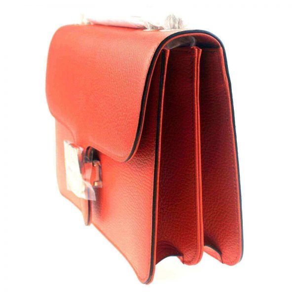Authentic, New, and Unused Gucci Leather Interlocking GG Marmont Crossbody Purse Handbag Orange 510303 right side view