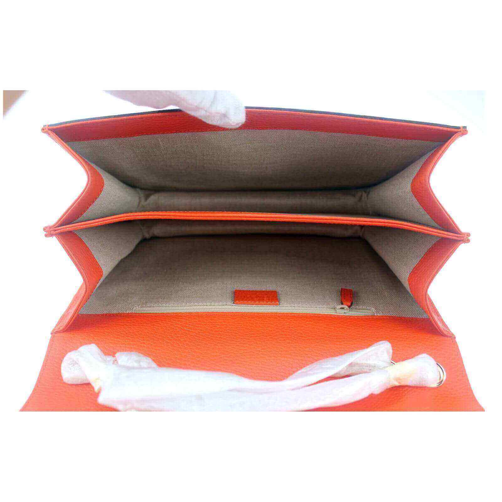GUCCI Dollar Calfskin Interlocking G Shoulder Bag Sun Orange 1223174