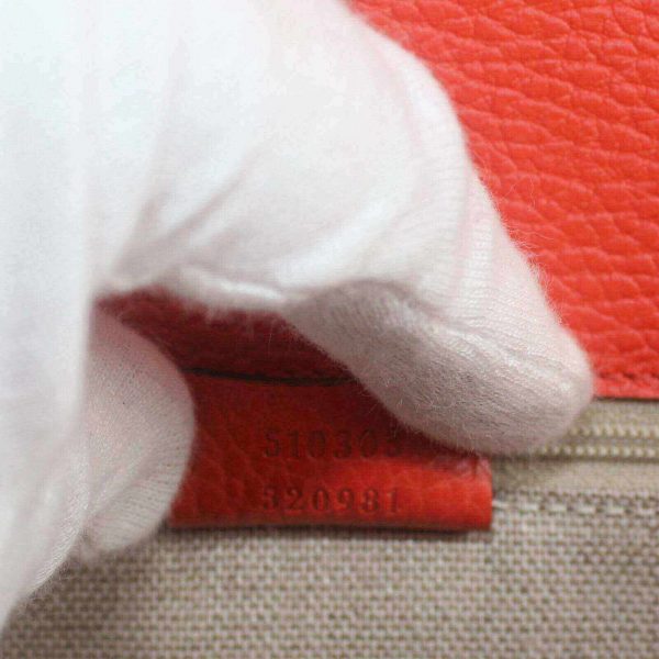 Authentic, New, and Unused Gucci Leather Interlocking GG Marmont Crossbody Purse Handbag Orange 510303 interior serial number