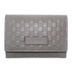Authentic, New, and Unused Gucci Microguccissima Card Case Wallet Gray 544030 front view