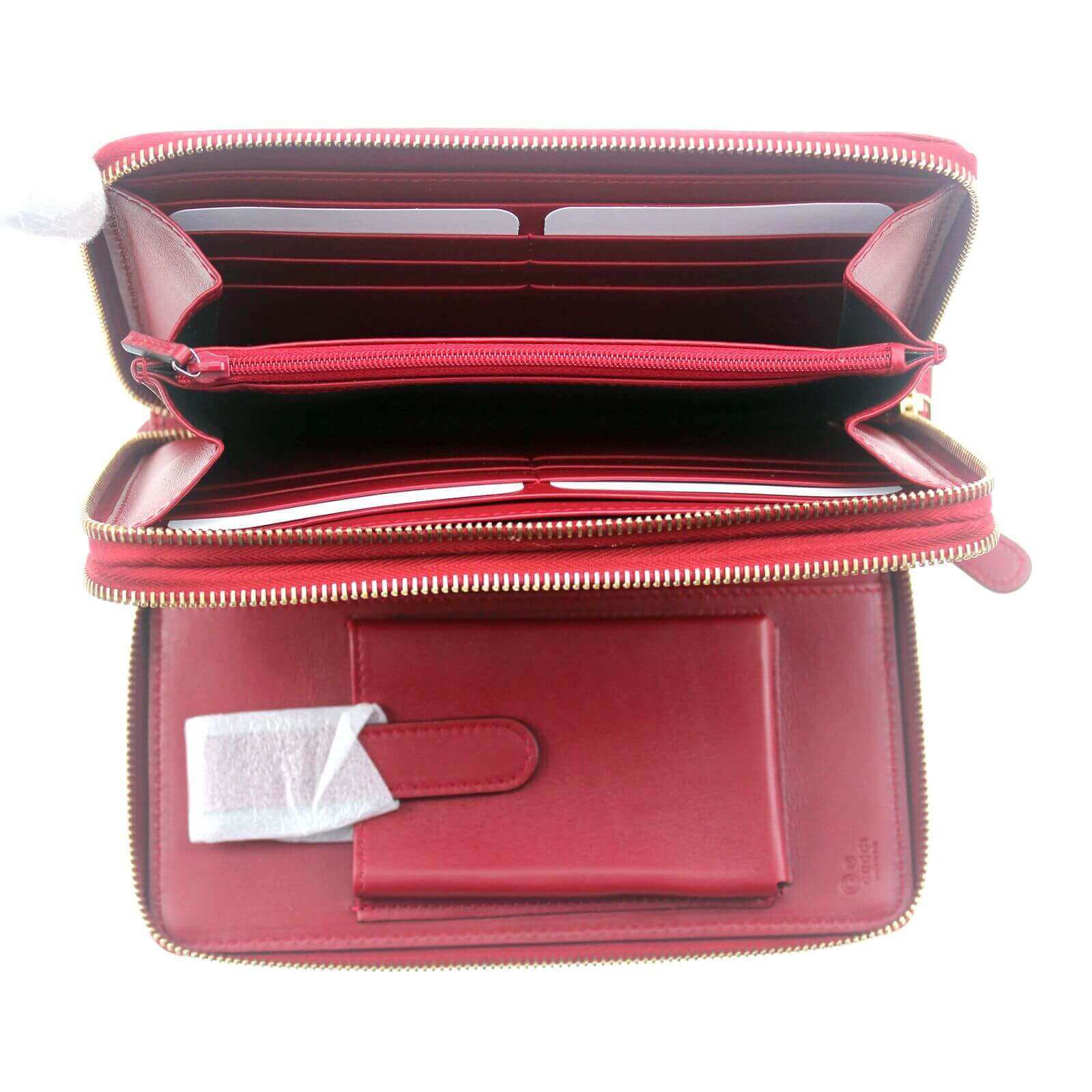 Double Zip Wallet with Side Pocket - Red