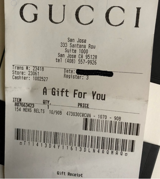 gucci order receipt